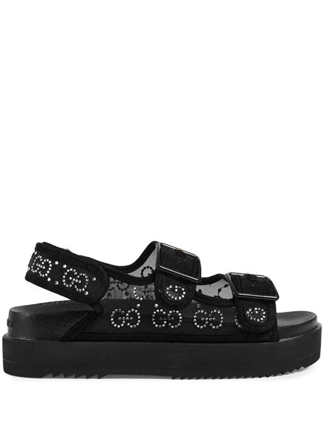 gucci crystal-embellished suede sandals|farfetch Gucci sandals sale.